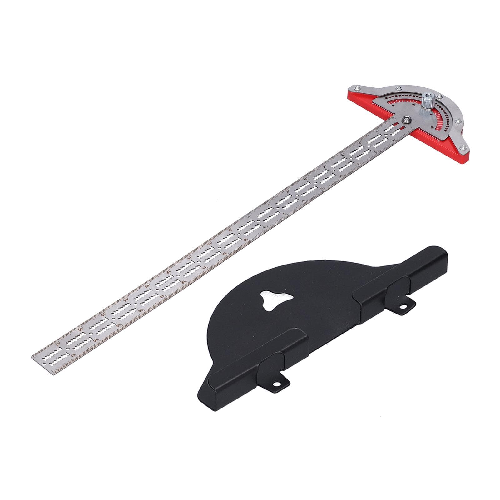 Woodworker Edge Ruler Protractor Portable Stainless Steel Angle Measuring Tool Carpenter 20 Inch