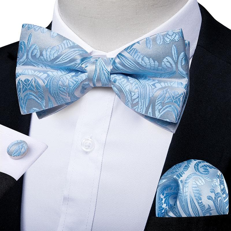 DiBanGu Classic Pre-tied Bow Tie Set for Men Silk Purple Adjustable Hanky Cufflinks Set for Wedding Formal Suit 0197