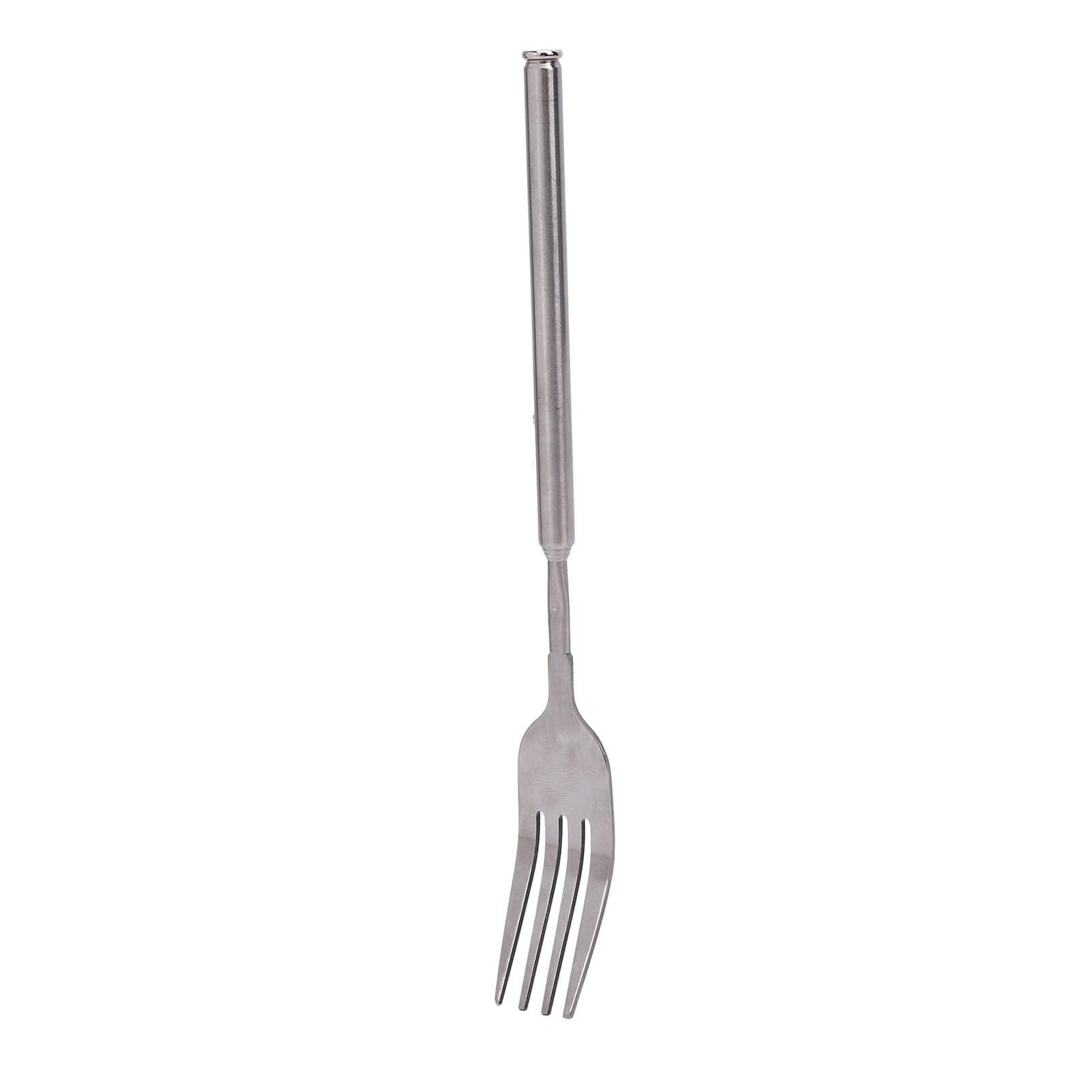 Extendable Fork Stainless Steel Long Handle Portable Telescopic Fork for BBQ Dinner Dessert