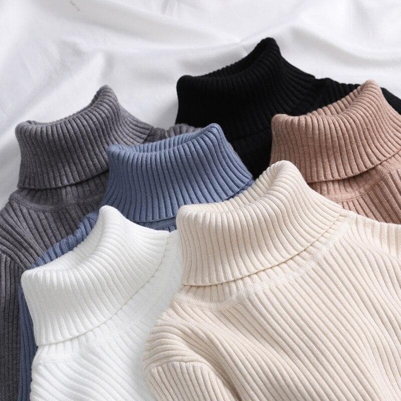 Fashion Slim Fit Knitted Tops Office-lady Long Sleeve Soft Sweater Women 2023 Autumn Winter Elegant Turtleneck Pullovers 28980 One Size apricot