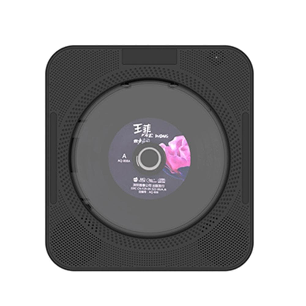 YHS-08C Portable CD Player Wall Mountable CD Music Player Bluetooth Remote Control FM Radio HiFi Speaker with USB 3.5mm LED Screen EU Plug black