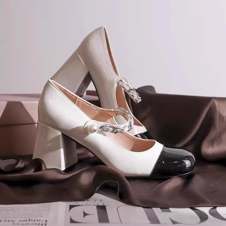 White Platform Heels Women Mary Jane Shoes Vintage Girls High Heel Platform Lolita Shoes Japanese Style College Shoes 34 white