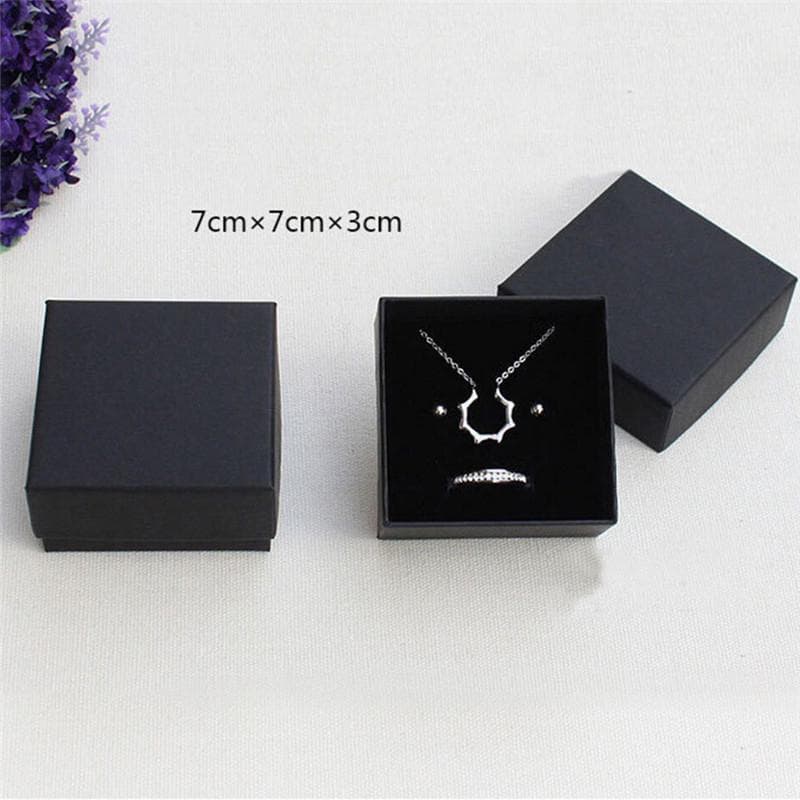 Black Paper Package Case Ring Necklace Earrings Bracelet Jewelry Gift Box Decor B:7×7×3cm