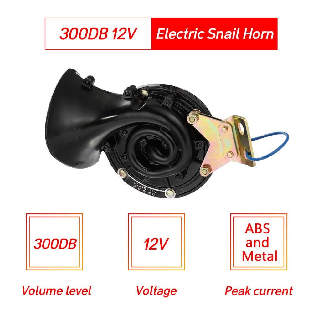Loud 280DB 12V Electric Snail Air Horn Sound For Car Motorcycle Truck 12V black