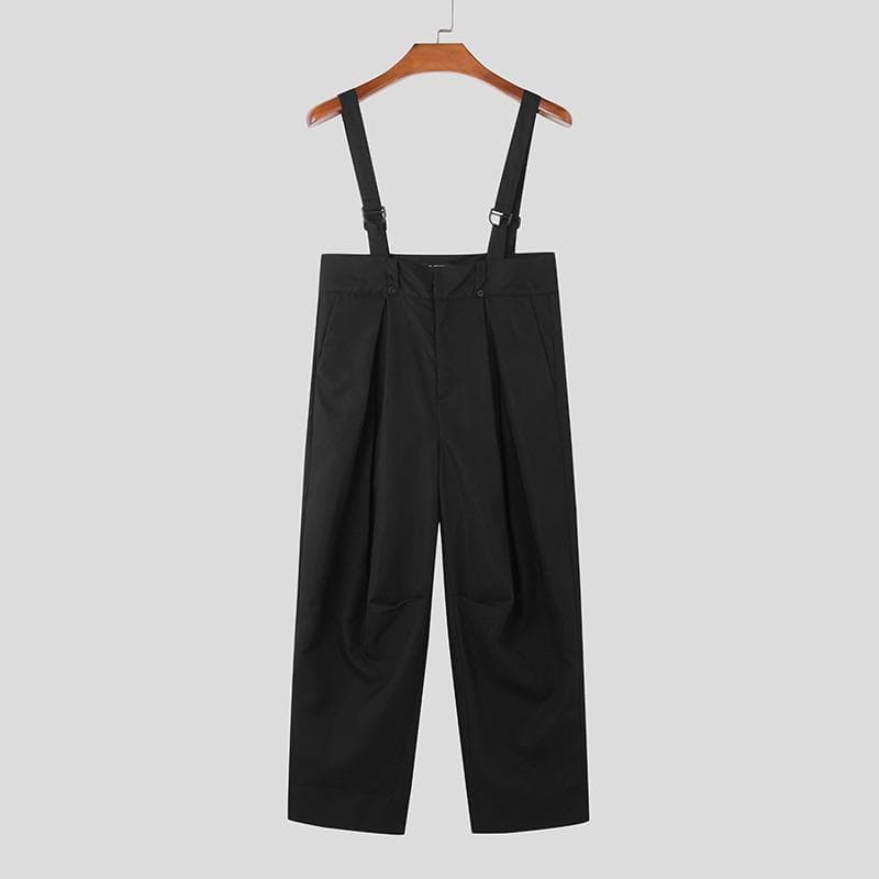 INCERUN Men Suspenders Jumpsuits Dungarees Overalls Pants L black