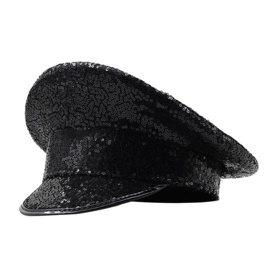 Performance Sequin Hat Unisex Lightweight Party Cosplay Sergeant Cap Festival Photo Prop Women Men Captain Birthday Sailor Hat black