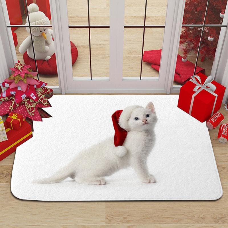 Christmas Cute Animals Floor Mat Long Non-Slip Absorbent Rug Doormat Household Carpet Dirt Resistant Door Mat Home Floor Decor 40x60cm-16x24in