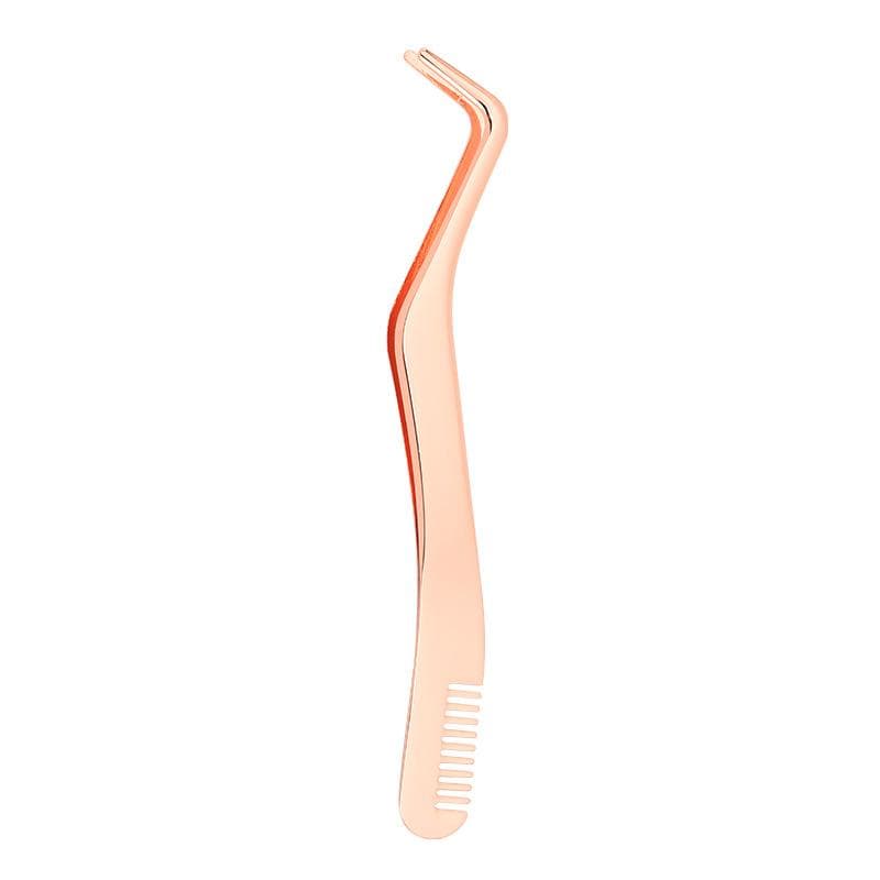 1 Pc Eyelash Comb Tweezers Stainless Steel Anti-Static Professional Lashes Extension Tweezers Makeup Tools rose gold