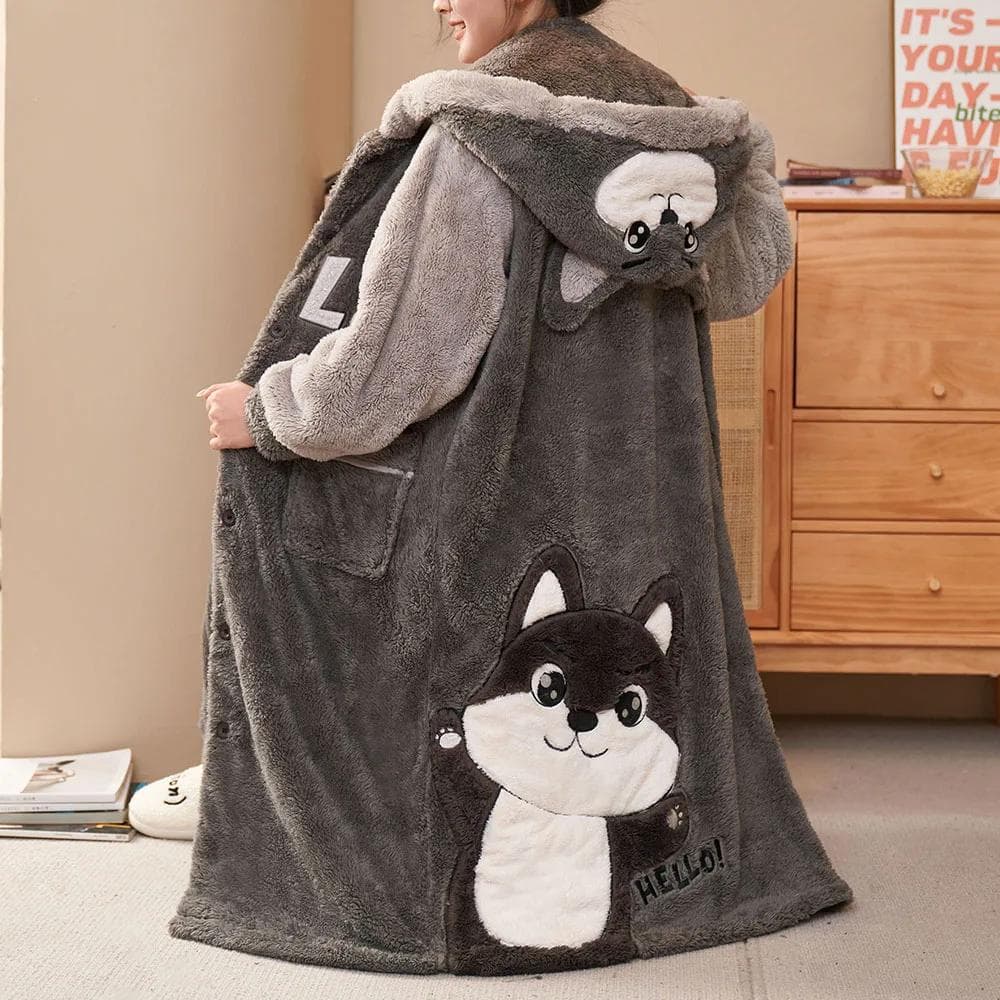 Women's Winter Robe Kimono Belt Pajamas Pajamas Pajamas Flannel Plus Size Home Clothes Women's Pajamas 2XL