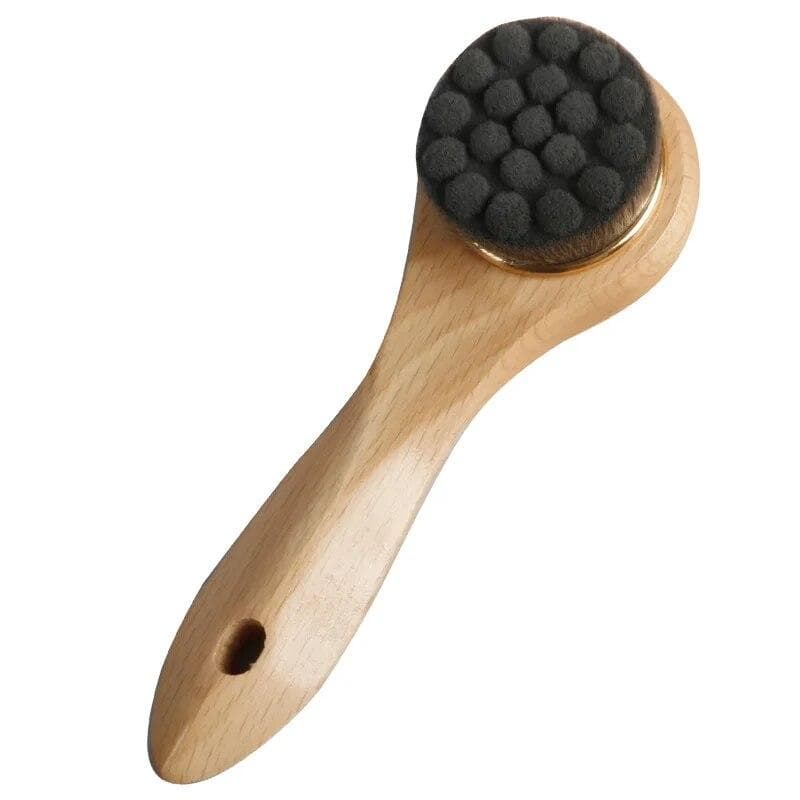 Wooden Handle Face Wash Brush Manual Face Cleaning Brush Facial Skin Care 1pc