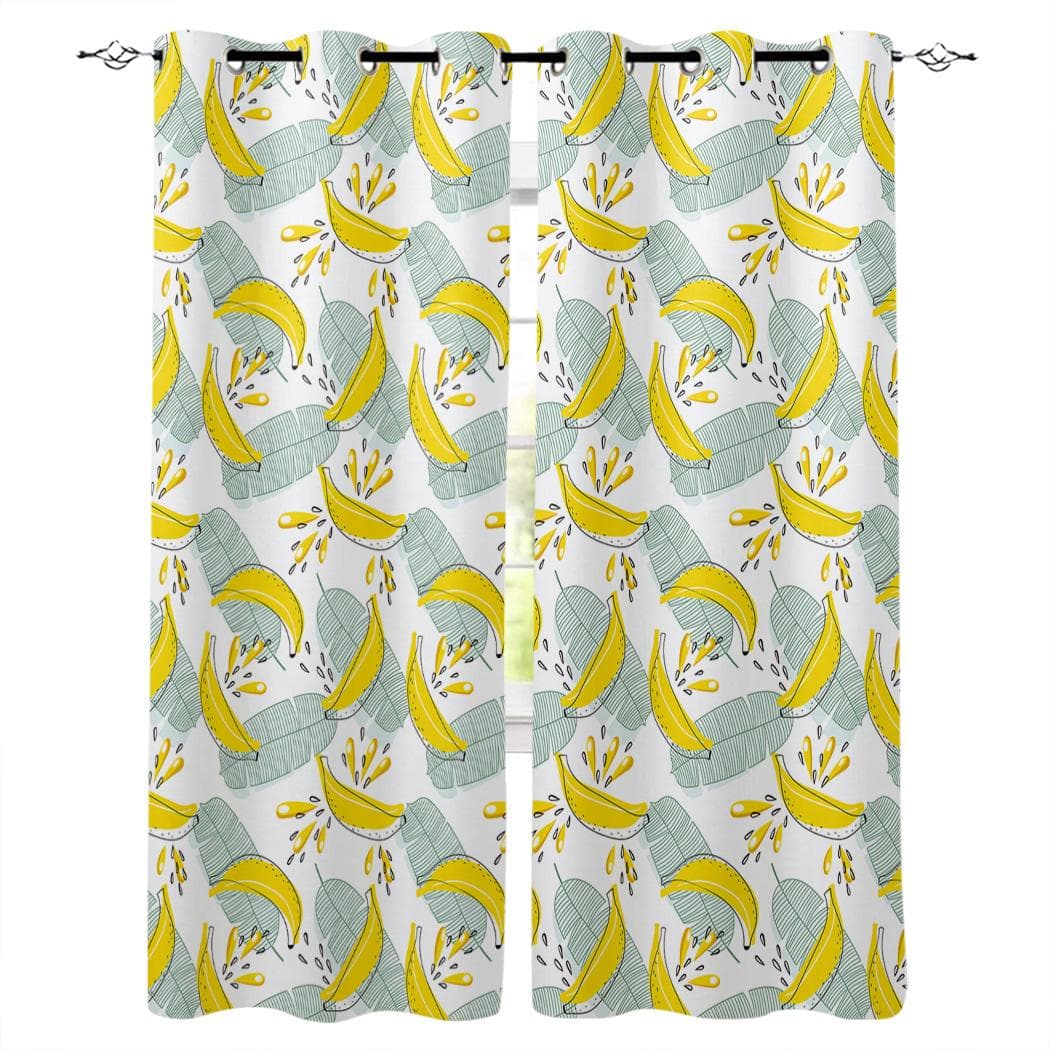 Banana Leaves And Bananas Home Decor Window Curtains Bedroom Kitchen Curtain Panel Curtains for Living Room 135W x 60H(cm)