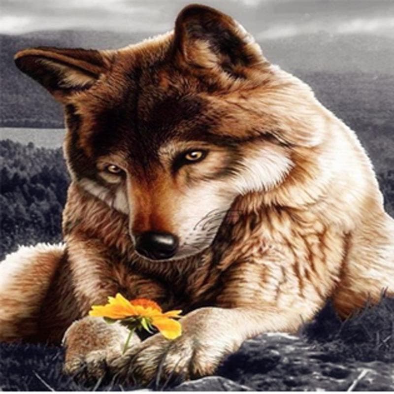 Diamond Painting Embroidery Dog Flowers Cross Stitch Full Drill Diamond Rhinestones Needlework 30x30CM