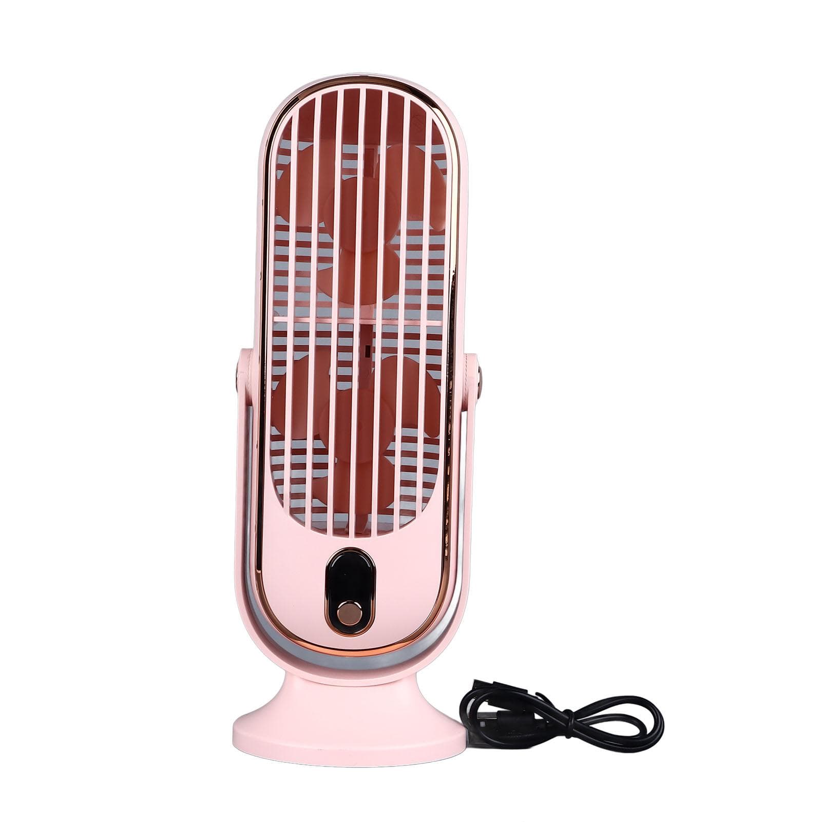 Desktop Fan 1800mah USB Brushless Motor Oscillating Quiet 5 Speeds Desk Tower Fan for Home Car pink