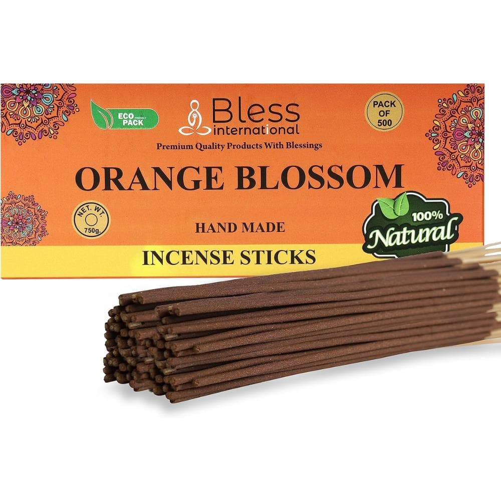 Bless-Orange-Blossom-Incense-Sticks 100%-Natural-Handmade-Hand-Dipped-Incense-Sticks Organic-Chemicals-Free for-Purification-Relaxation-Positivity 500 Sticks (750GM)