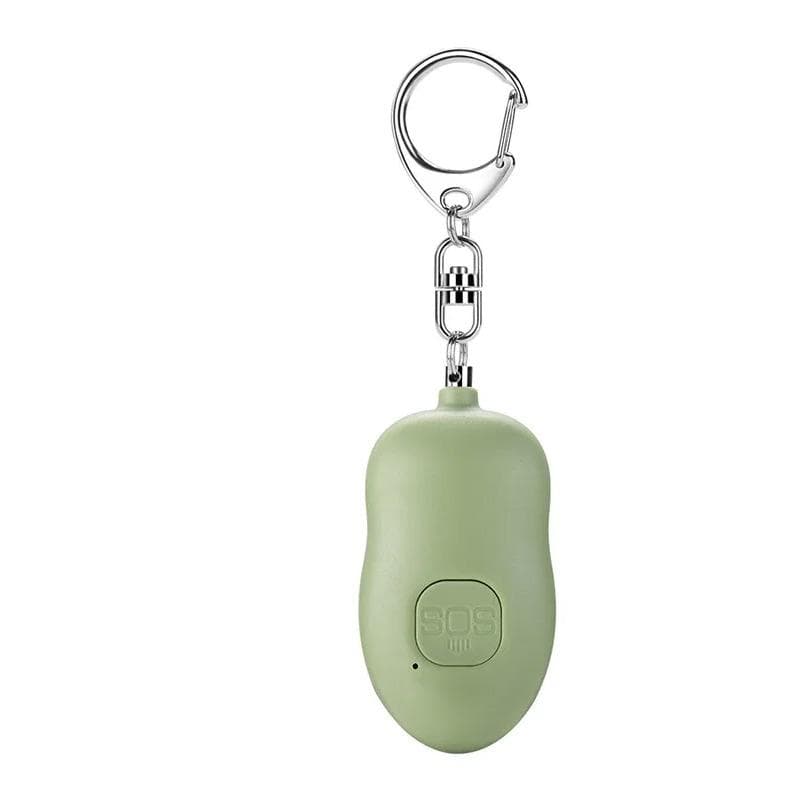 140dB Personal Alarm LED Flashlight Rechargeable Whistle Security Alarm Keychain for Night Running Traveling Elderly Travelling green