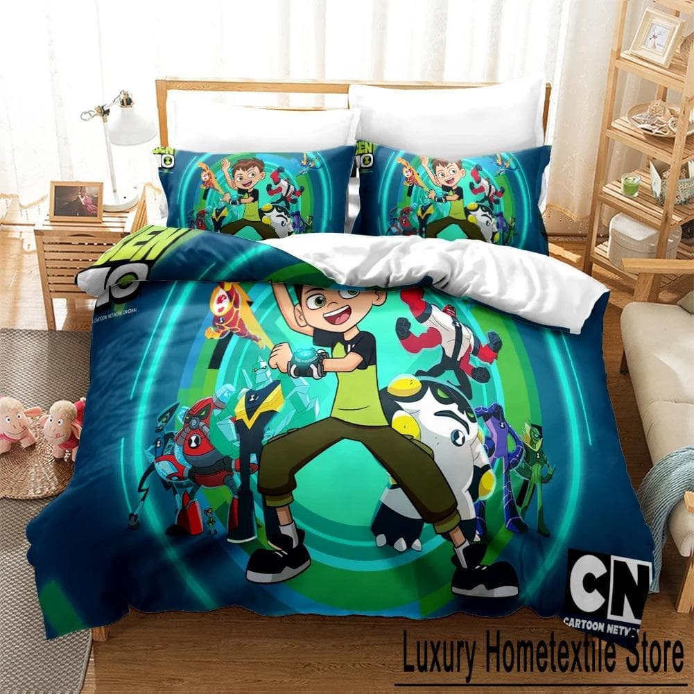 3D Cartoon Ben10 Duvet Cover with Pillow Cover Bedding Set Single Double Twin Full Queen King Size Bed Set for Home Textiles 70x133cm 2pcs