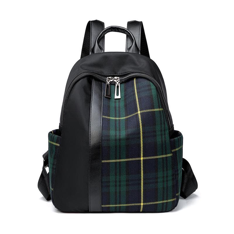 Contrast Color Plaid Backpack Female Spring Easy To Take Large Capacity Oxford Cloth Backpack Travel Bag green
