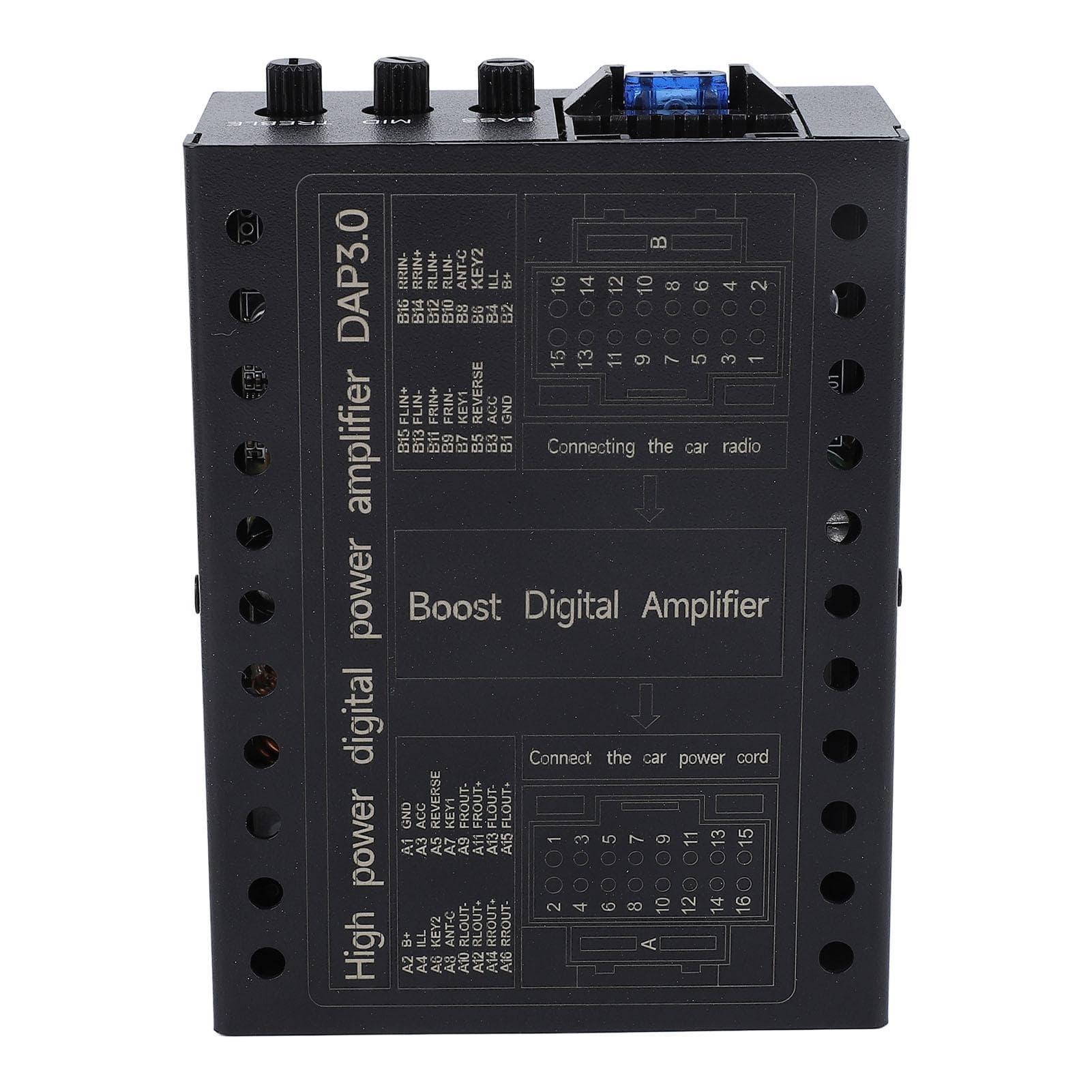 DC12V Car Amplifier 24 Ohm Stable Class AB Car DSP Amplifier Box for Car Sound Systems Matte Black