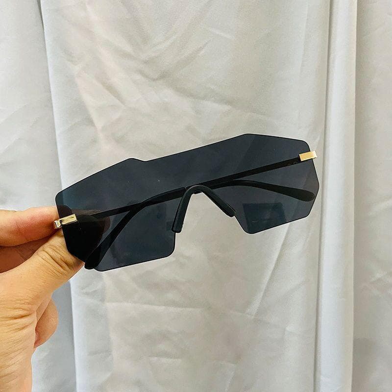 Oversize Metal Reflective Film Rimless Sunglasses Unisex Ocean Film Shades UV Protection Eyewear for Men Women MULTI