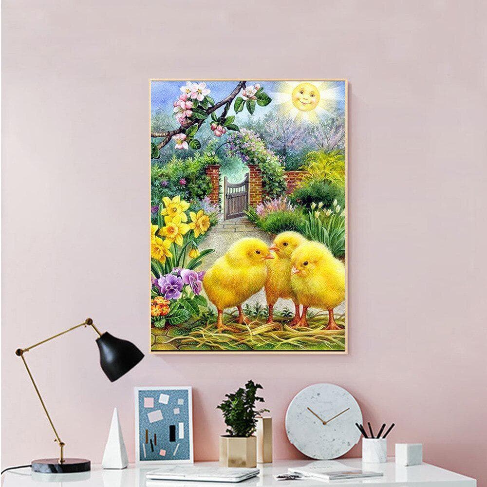 Chick Diamond Embroidery Full Display DIY 5d Diamond Painting Scenic Pictures of Rhinestones 20X30CM
