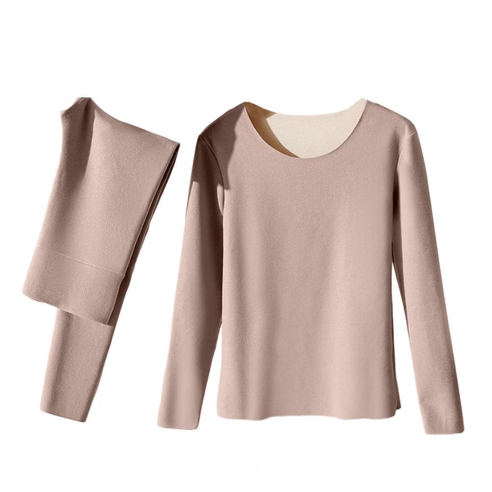 Warm Thermal Underwear Sexy Ladies Intimates Long Women Shaped Sets Winter  Female Middle Collar Thermal Shaping Clothes M light coffee