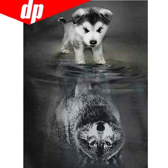 Dog Wolf Diamond Embroidery Landscape 5d Diamond Painting Cross Stitch Diy Round Diamond 20X30