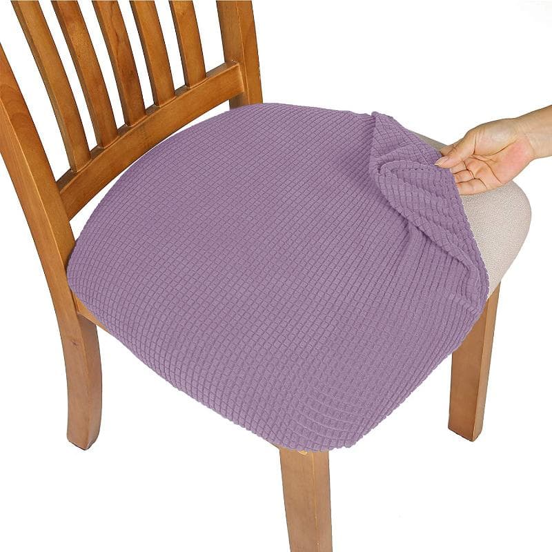 WaterProof Durable Spandex Jacquard Dining Room Chair Seat Covers Removable Washable Upholstered Banquet Chair Cushion Slipcovers purple