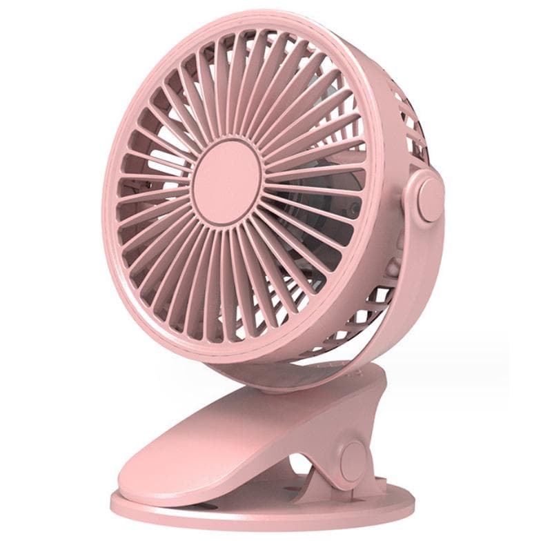 Portable Desk Fan Clip-on Fan Desktop Cooling Fan USB Rechargeable 3-Speed Adjustable Small Air pink