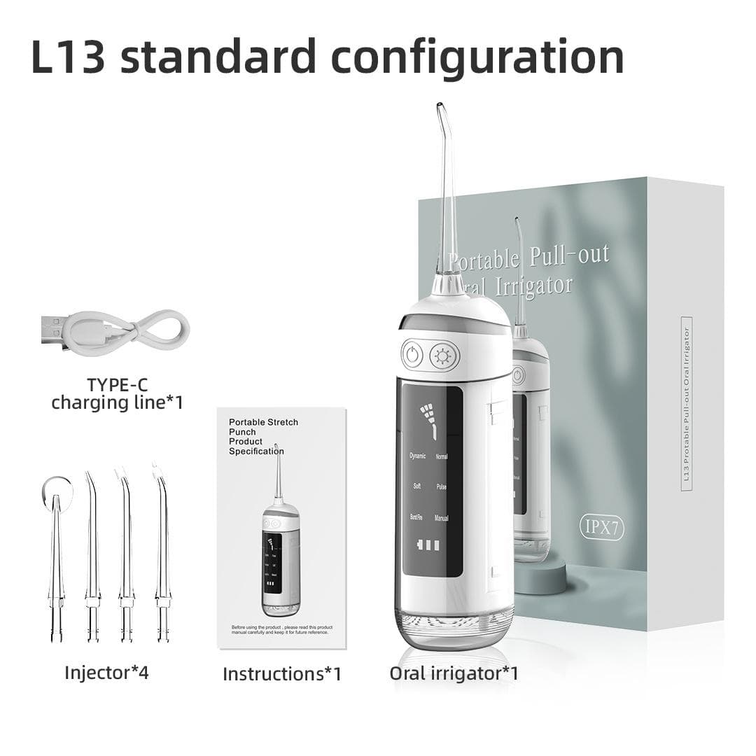 6-Speed Portable Tooth Flusher, Pull-out Model, Ultrasonic Oral Care, Dental Cleaning Device, Water Dental Floss, Compact Dental Beauty Instrument