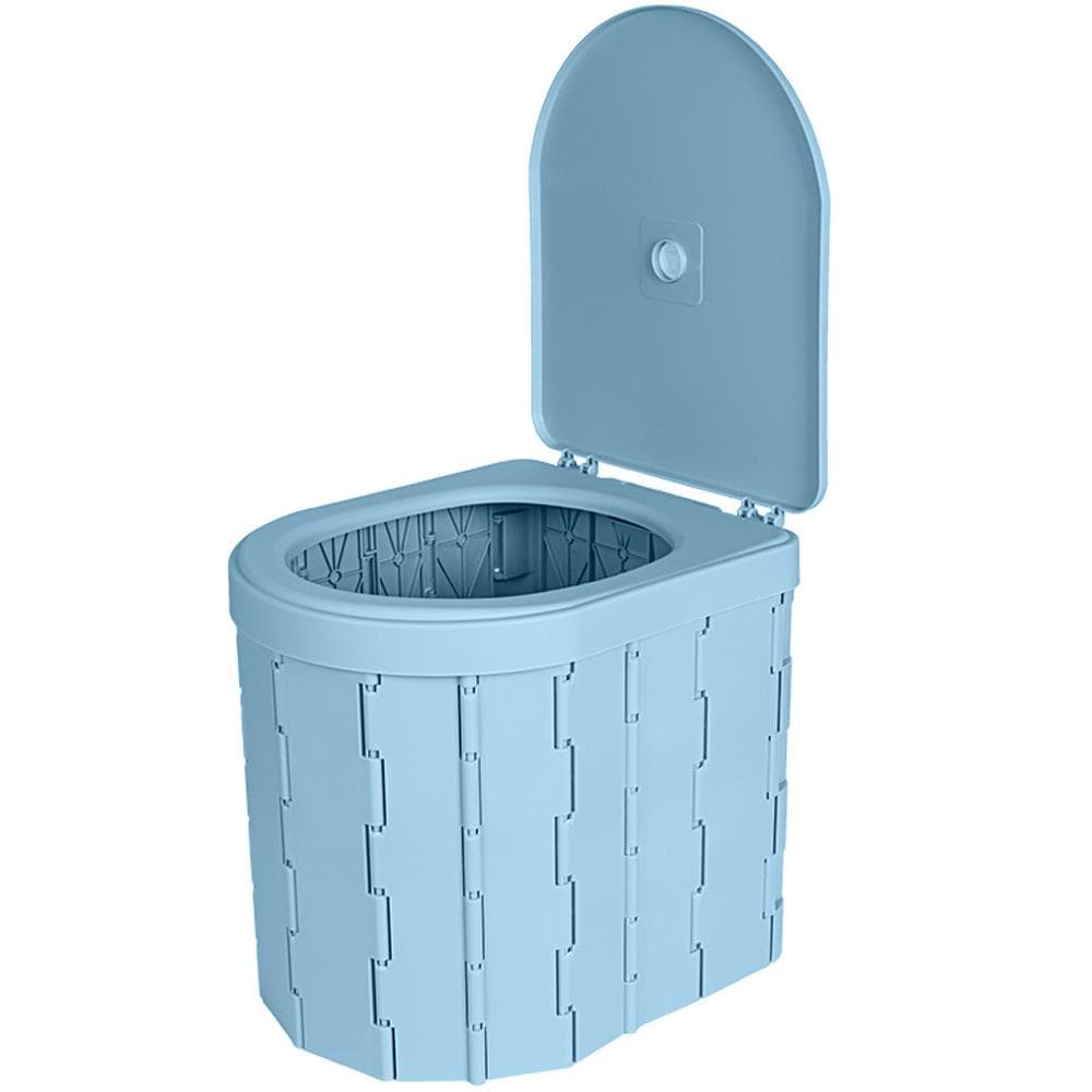 Portable Toilet for Camping Convenient Car-mounted Folding Toilet for Travel Adult Children and blue