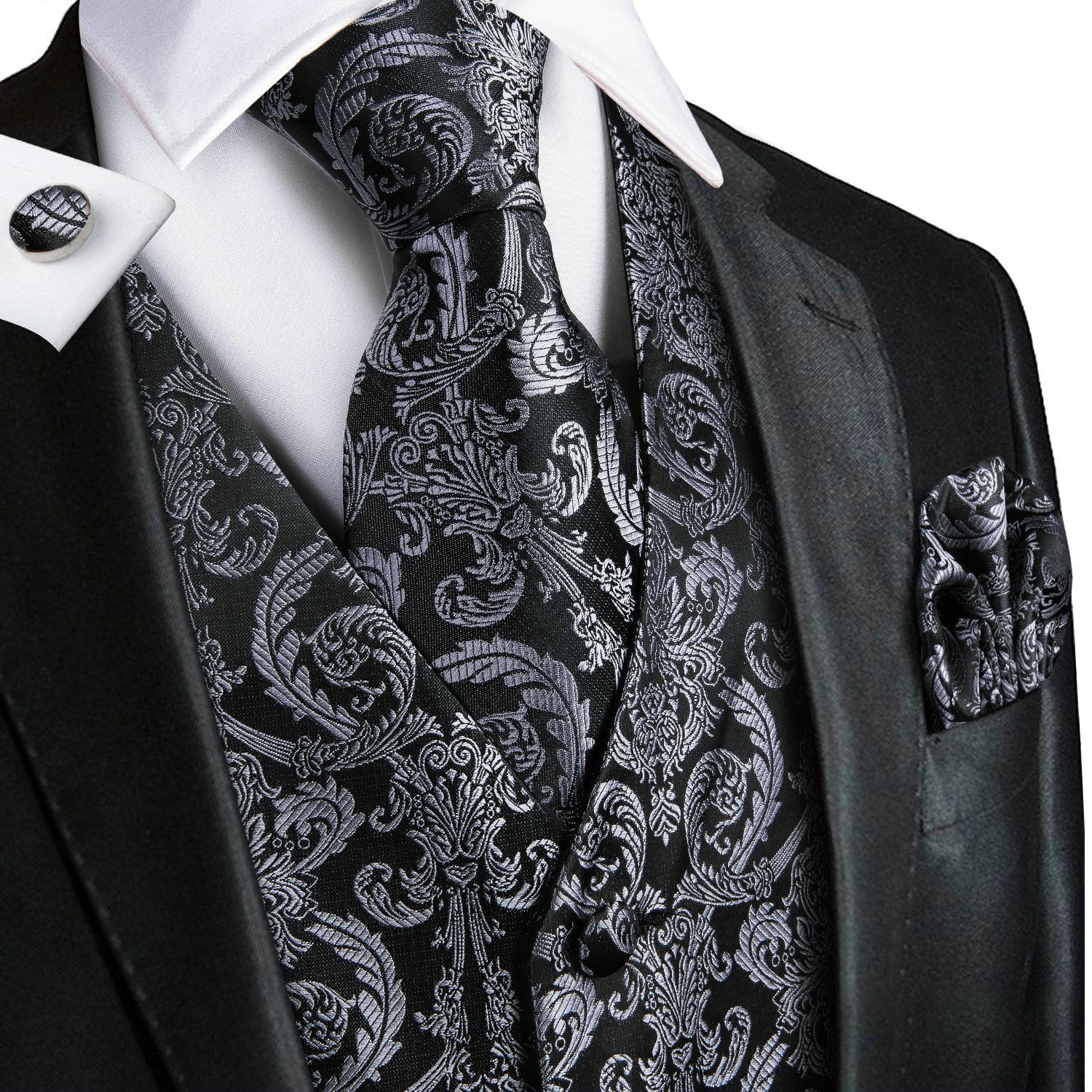 50 Colors Mens Vest Sleeveless V-Neck Pockets Waistcoat Tie Set Wedding Casual XL