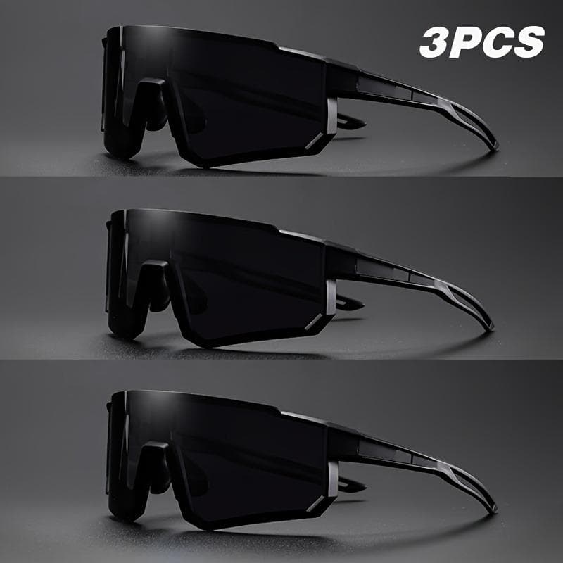 3 Pairs Bicycle Glasses Windproof Dustproof Sunglasses for Riding Motorcycle Sports Men's Trendy Large Frame Eye Protection