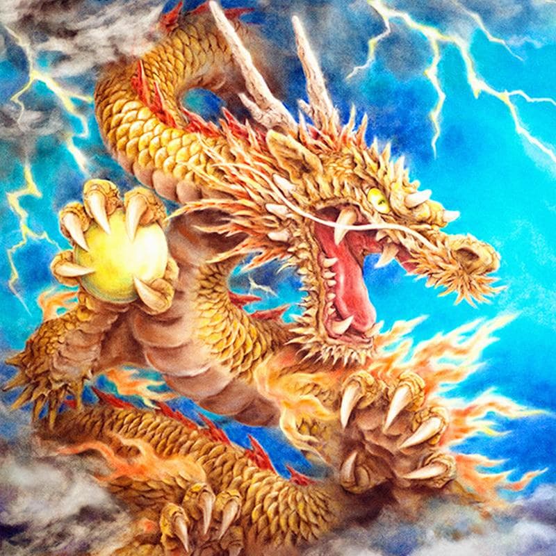 Diamond Mosaic Cross Stitch Kits Golden Chinese Dragon Full Diamond Embroidery Home Decoration 30X30CM