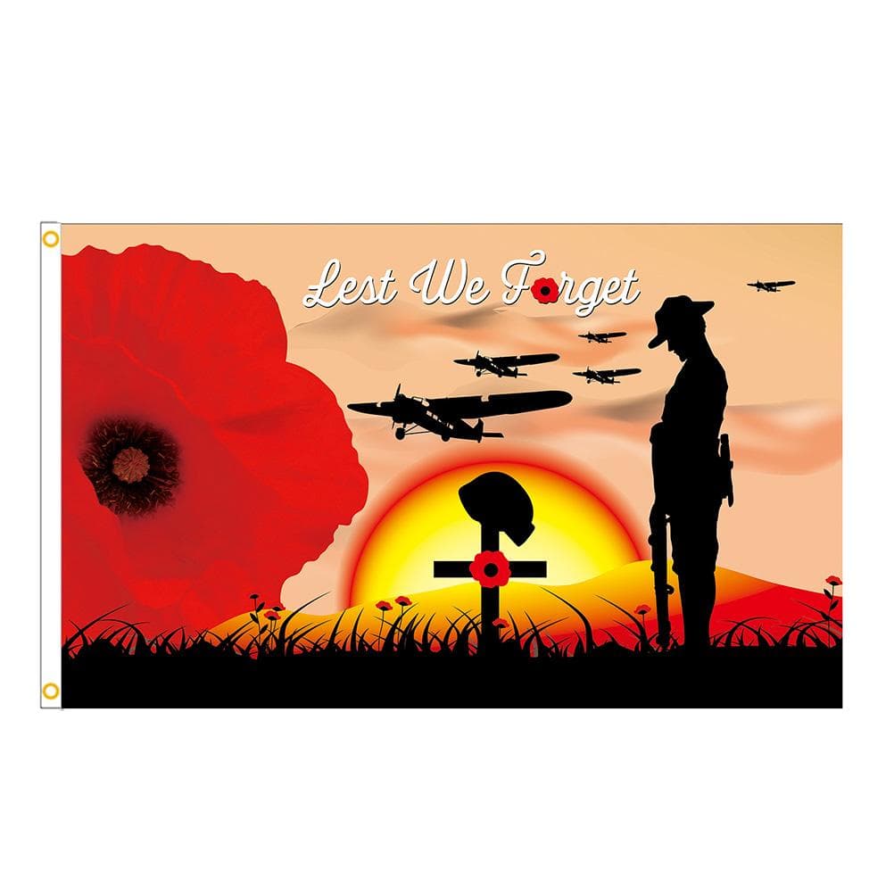 90 x 150cm Remembrance Day Banner Flag for House Outdoor Flag Single Layer Polyester Banner 35.4 X 59.1in