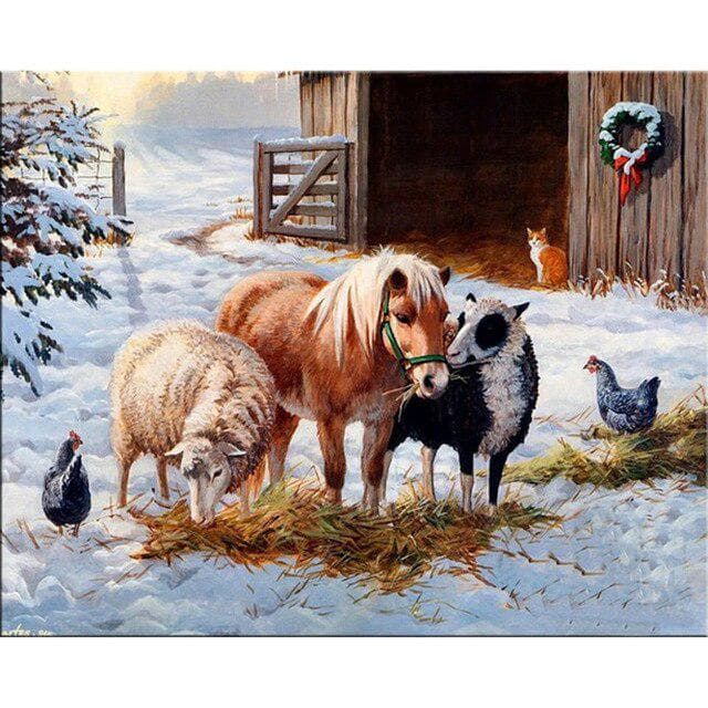 Diy Diamond Painting Farm House Diamond Embroidery Cross Stitch Rhinestone 20X30CM