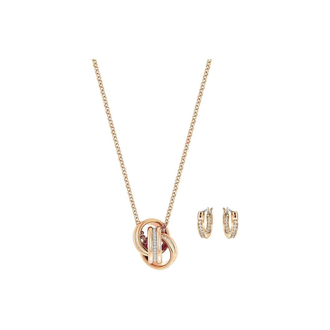 Swarovski Further Ring Pendant Necklace Set Women necklaces Rose-Gold 5253004 Box (Random Color),F,Rose Gold