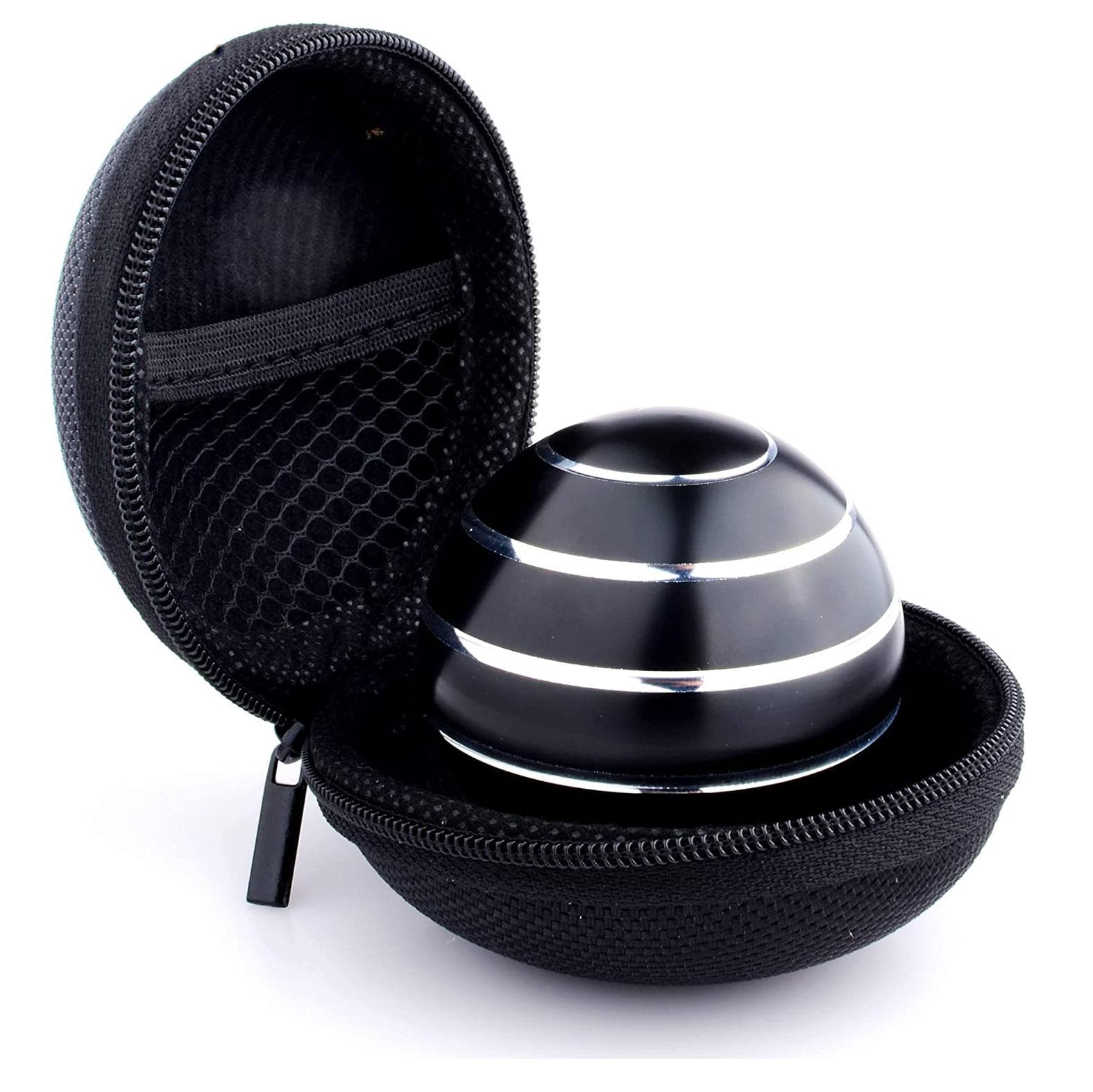 Kinetic Desk Toys,Full Body Optical Illusion Spinner Ball,Large Longer Time Spinning Top,Ideal Toys-with Storage Bag 4.5x4.5x4cm black