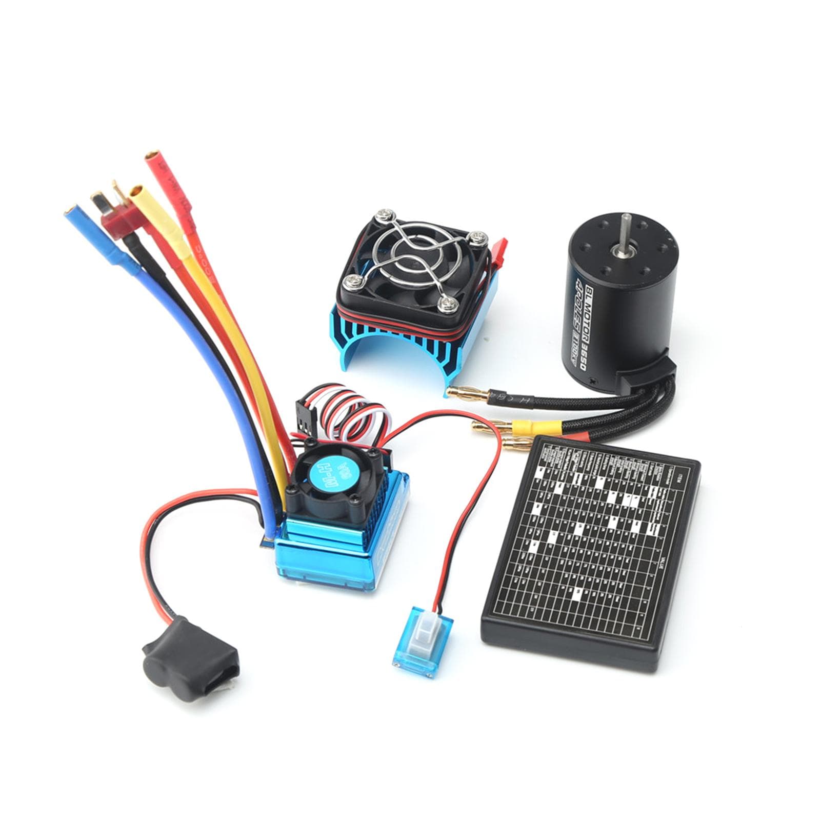 3650 Brushless Motor 3100KV with 80A Brushless ESC Heat Sink Programming Card for 1/8 1/10 RC Car 60A multicolour