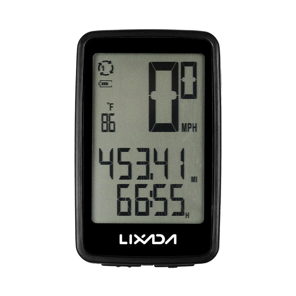 Lixada USB Rechargeable Wireless Bike Cycling Computer with Bicycle Speedometer Odometer black