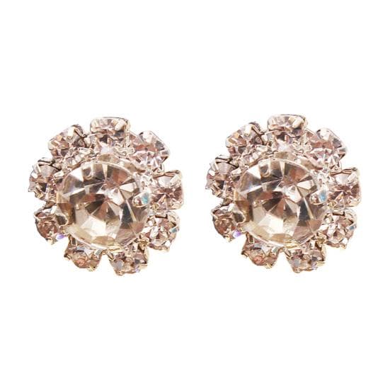1 Pair Ear Stud Rhinestone Charming Flower Shaped Elegant Earrings