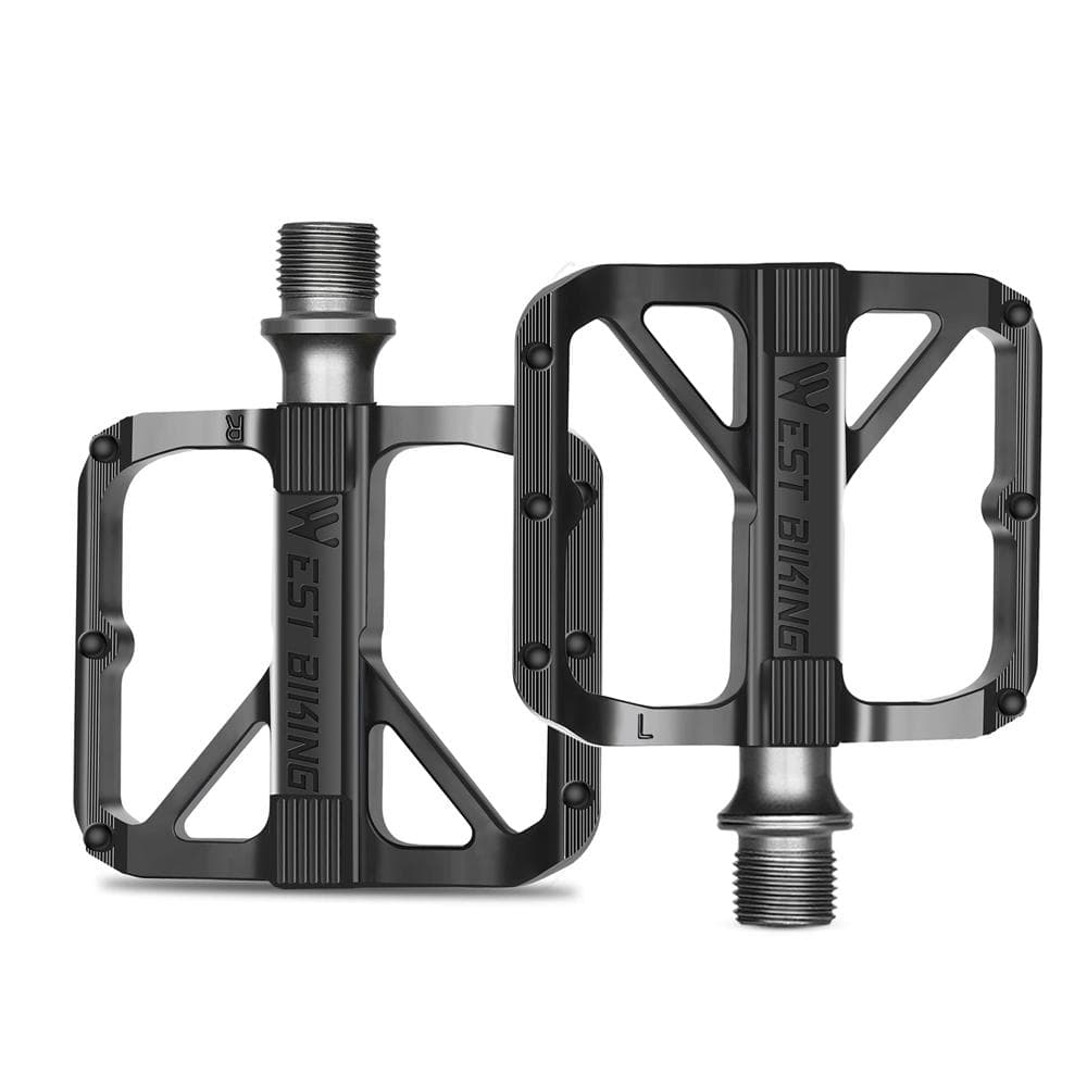 Ultralight Aluminum Alloy Bicycle Pedals 3 Bearings Bike Pedals AntiSlip Waterproof Flat Wide Bike black