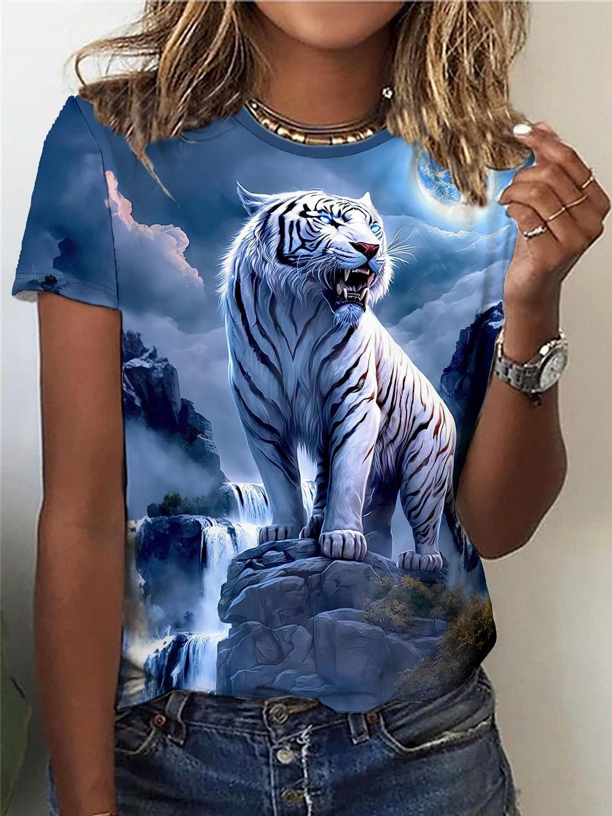 Summer Animals Lion Tiger Wolf 3D Print T-shirts Women Streetwear Fashion Y2k Short Sleeve T Shirt O-neck Tees Tops Clothing 2XL