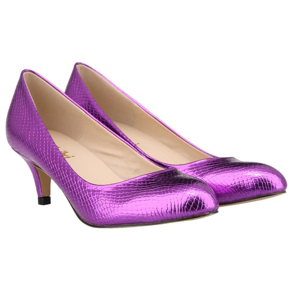LOSLANDIFEN Ladies Shoes Women Pumps New Solid Tip High Heels Woman Zapatos Mujer Office Medium Heel shoe 37 purple
