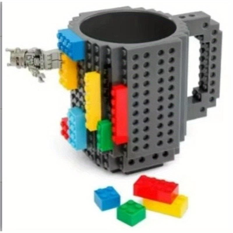 Milk Mug Coffee Cups Creative Build-on Brick Mug Cups Drinking Water Holder Building Blocks Design grey