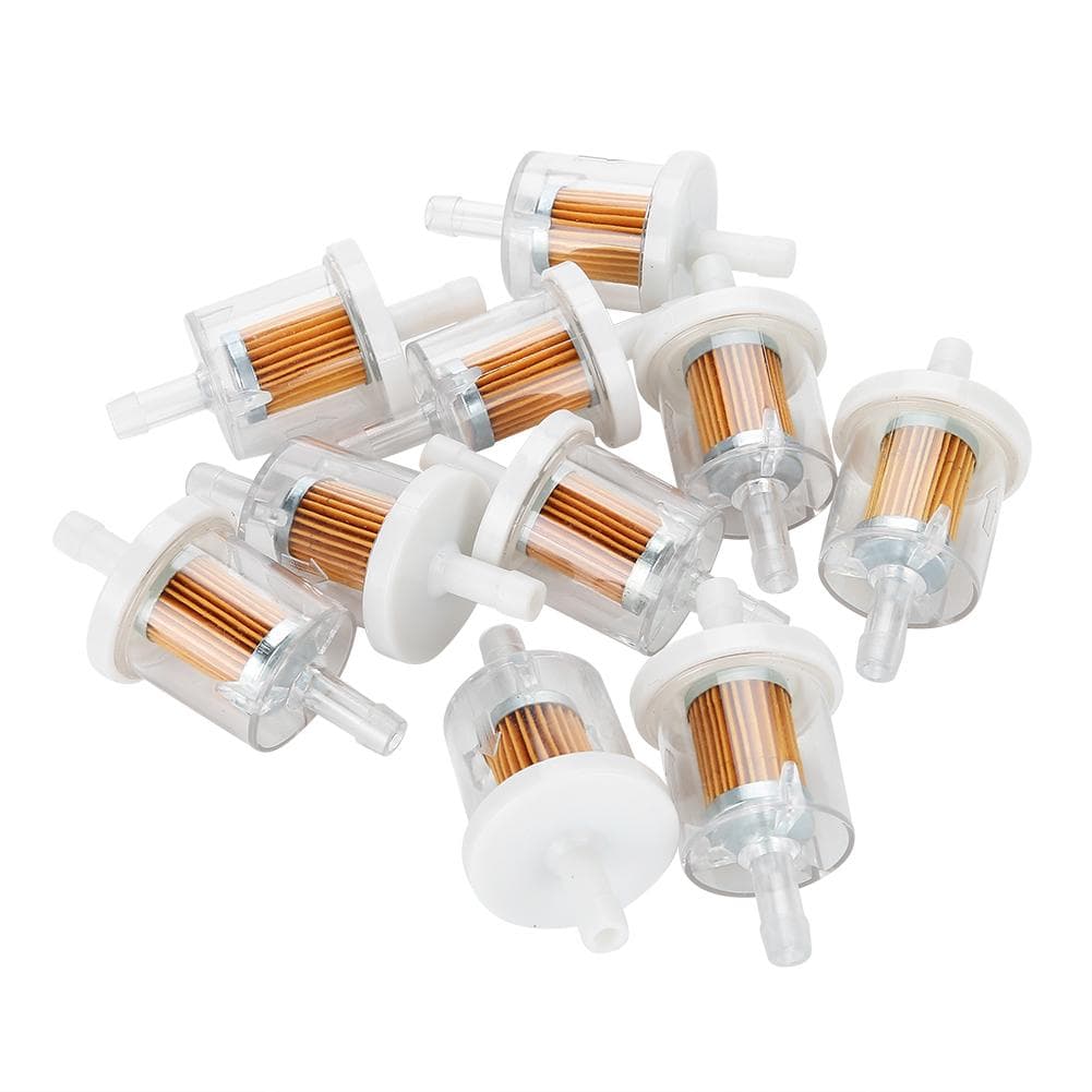 10pcs 1/4inch Plastic Inline Mini Small Engine Fuel Gas Filters for Lawnmower Motorcycle