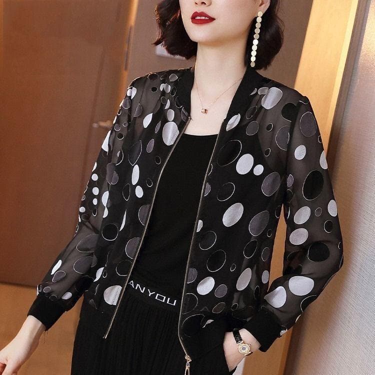 Chiffon Outerwear for Women Wear Summer Lightweight Long-sleeved Sunscreen Jacket Large Zip Cardigan Bomber for Women 5XL white