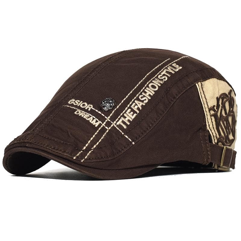 Cotton Skull Newsboy Cap Men Solid Soft Casual Fashion Beret Hat Golf Driving Cabbie Hat Flat Ivy Cap Four Seasons 56-59 cm brown