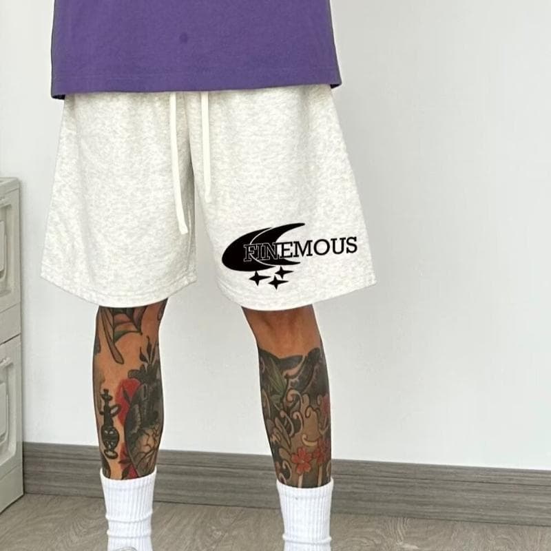 Casual Shorts Men's Summer High Street Loose Versatile Sports Straight Drawstring Five-point Pants One size