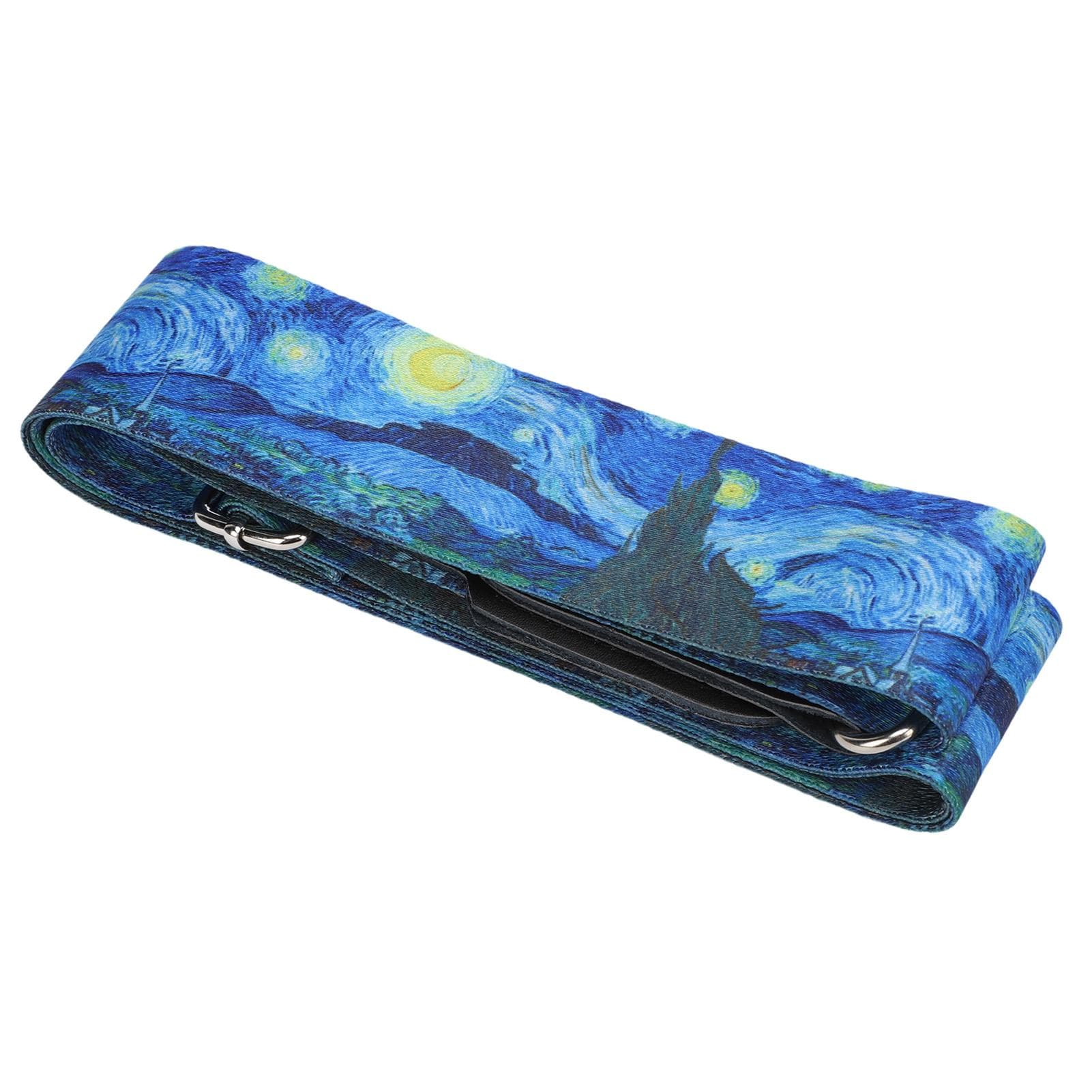 Starry Night Guitar Strap Length Adjustable 5cm Width Leather End Universal Electric Guitar Strap