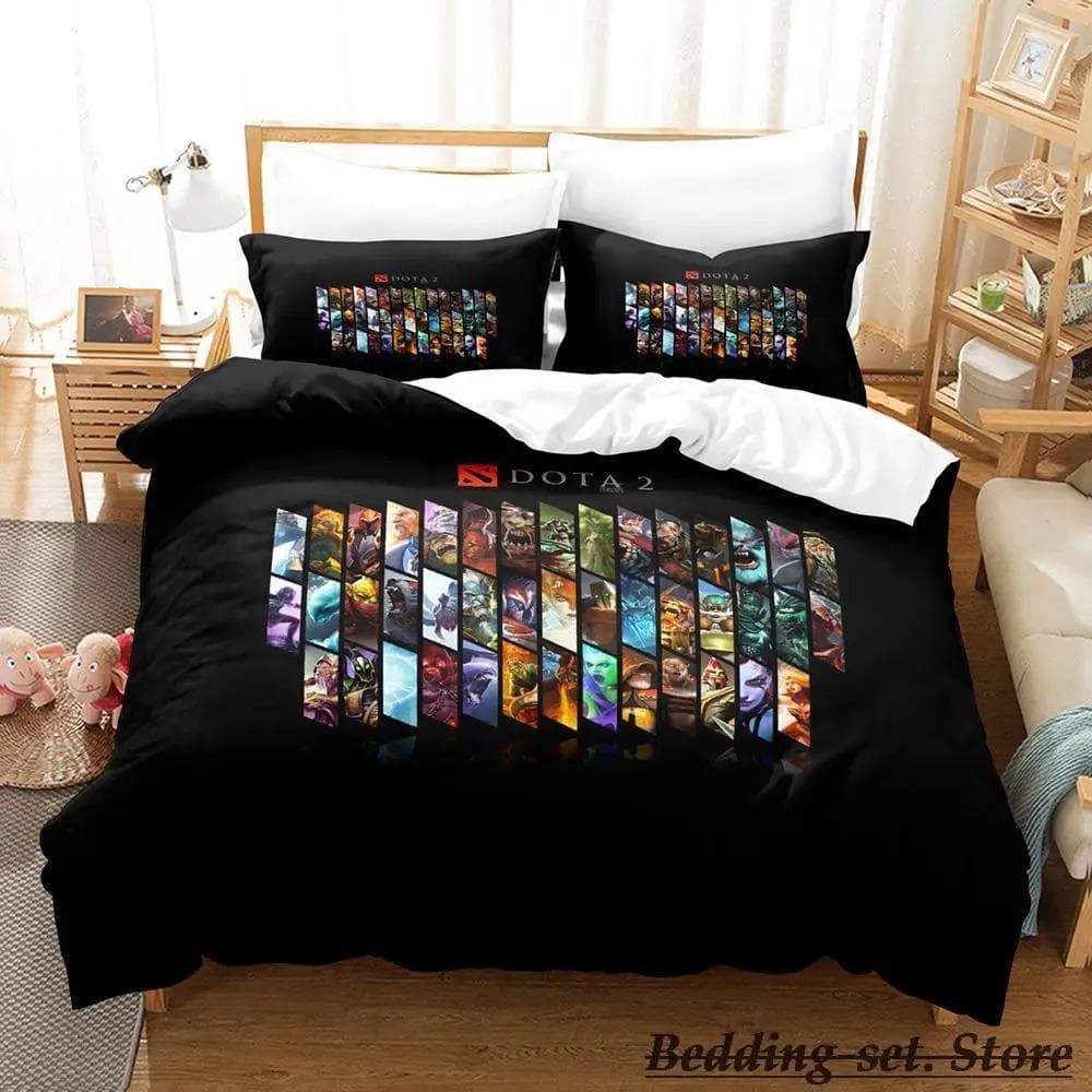 Game Dota 2 Bedding Set Single Twin Full Queen King Size Bed Set Adult Kid Bedroom Duvetcover Sets Anime parure de lit Bed EU King 240x220cm